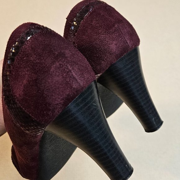 EUC Apostrophe 7M Heels Peep Toe Burgundy 3" - Picture 3 of 5